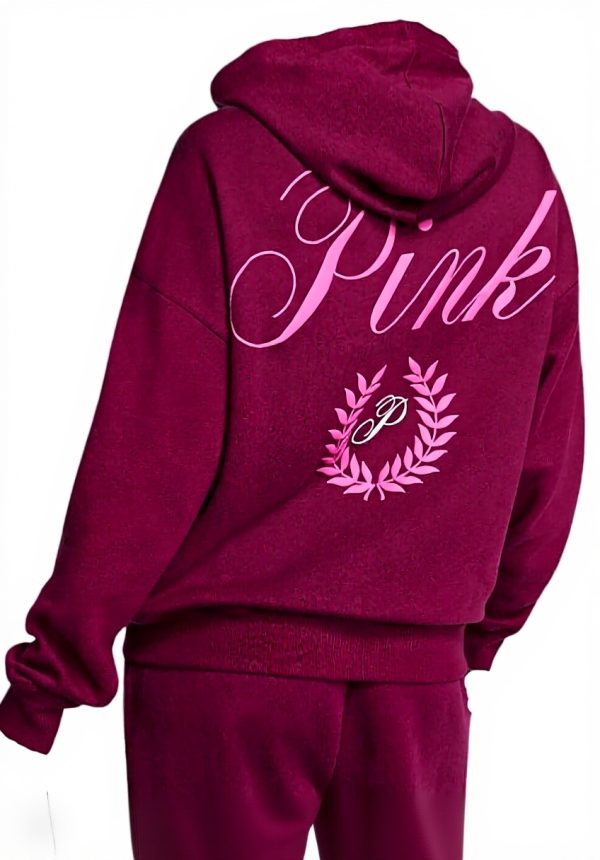 Victorias Secret Pink Fleece Hoodie Maroon Burgundy Womens