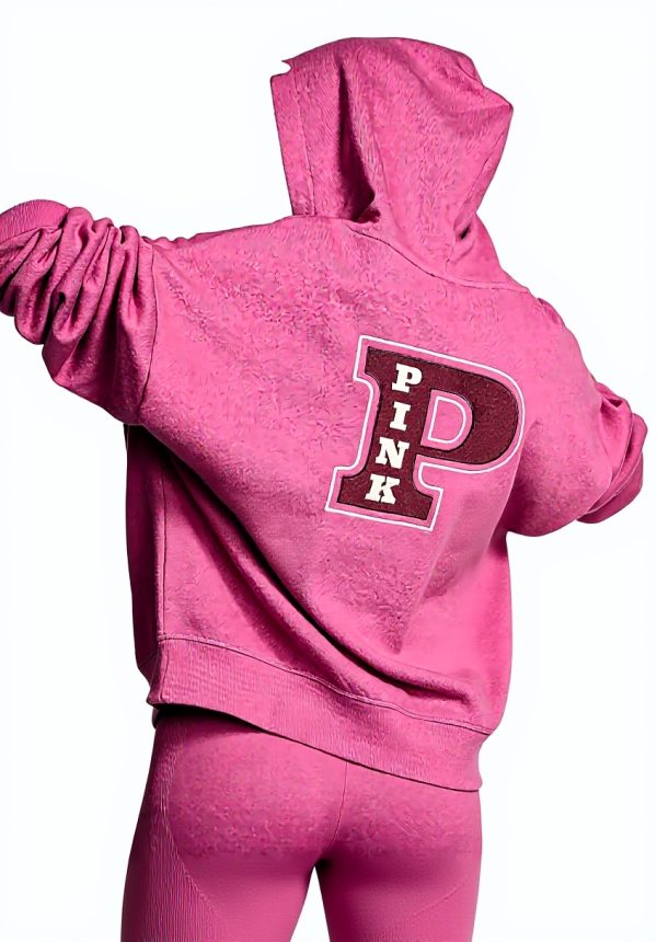 Victorias Secret Pink Ivy Fleece Hoodie Red Violet XL