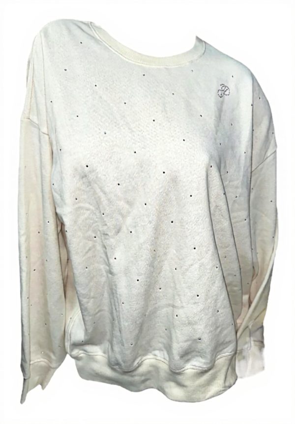 Victorias Secret Pink Ivy Fleece Sweatshirt Beige Sparkle