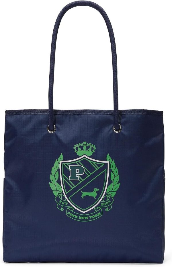 Victoria's Secret Pink Reversible Canvas Tote Bag Blue Green-1