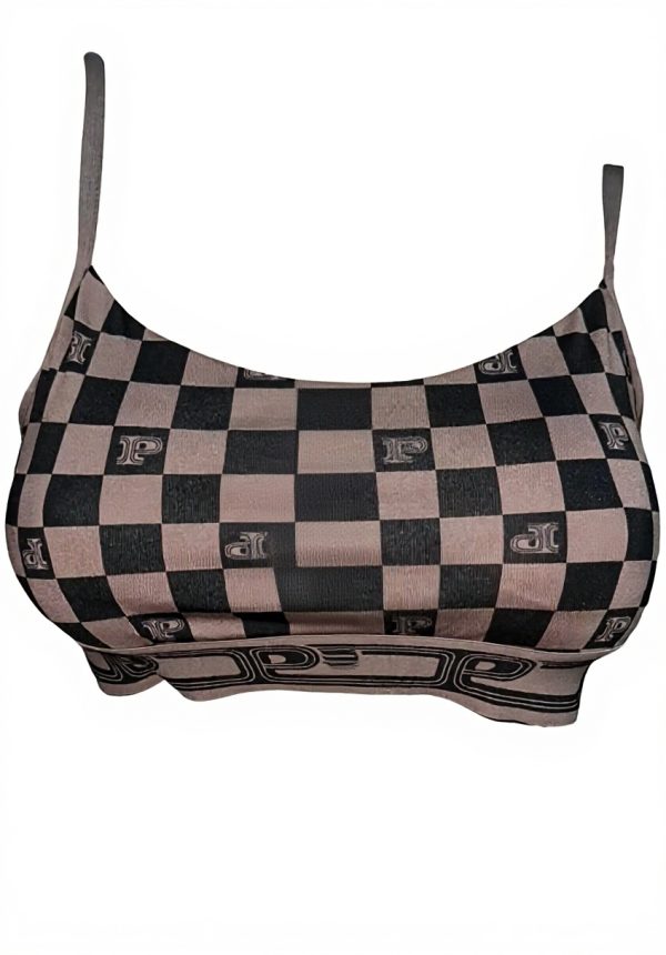 Victorias Secret Pink Sport Bra Multicolor Checkered Scoop