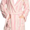 Victoria's Secret Plush Fleece Robe Pink White Stripe Womens-1