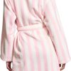 Victoria's Secret Plush Fleece Robe Pink White Stripe Womens-3