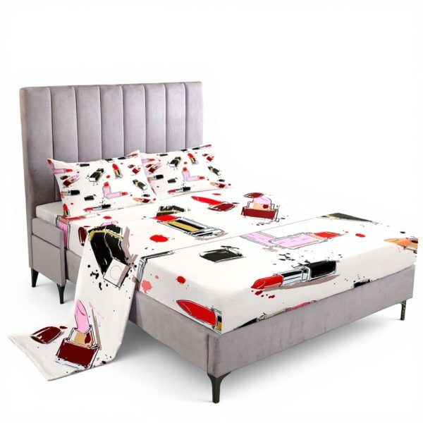 Queen Sheet Set Homewish Lipstick Makeup Microfiber Bedding