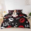 Girls Kiss Duvet Cover Feelyou Red Lips Bedding Set Queen-3