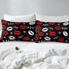 Girls Kiss Duvet Cover Feelyou Red Lips Bedding Set Queen-6