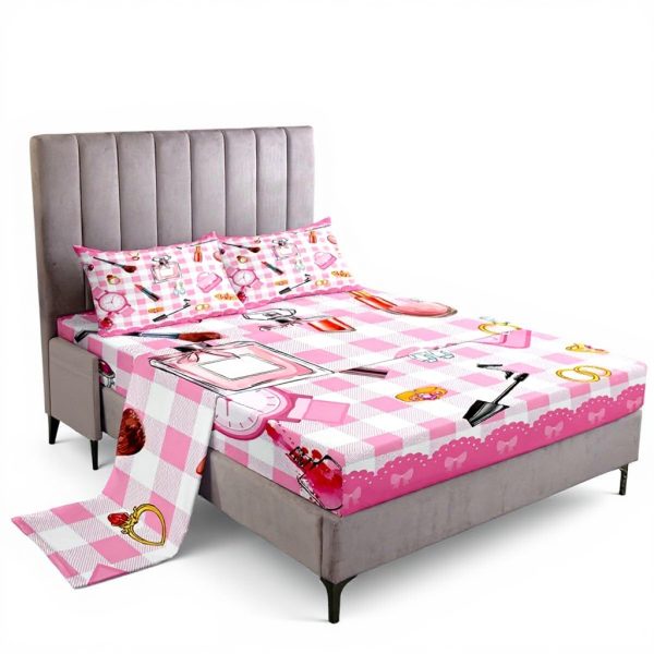 Queen Size Bedding Set Pink Girlish Kids Manfei Microfiber