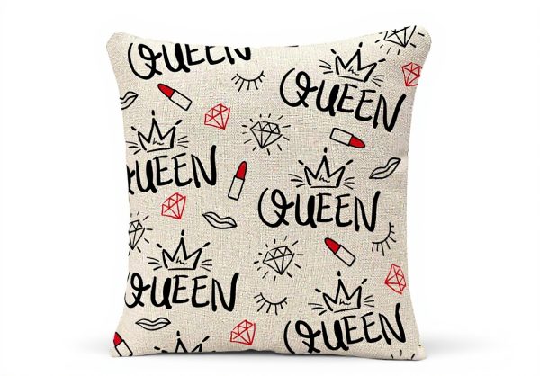 Queen Throw Pillow Cover Diamond Lipstick Crown Linen Decor