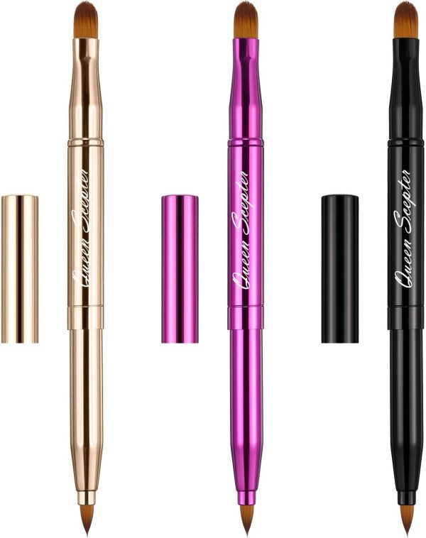 Retractable Dual End Lip Brush Queen Scepter Gold Purple-1