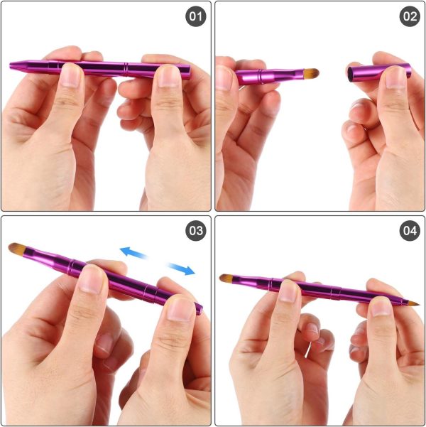 Retractable Dual End Lip Brush Queen Scepter Gold Purple-3