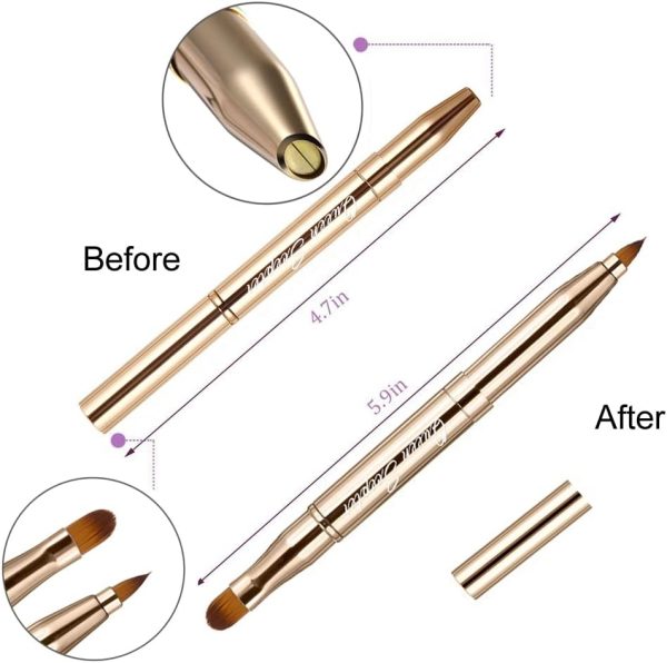 Retractable Dual End Lip Brush Queen Scepter Gold Purple-8