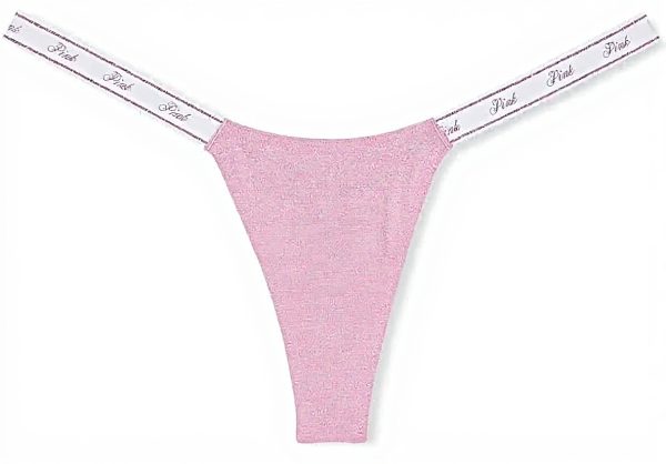 Victorias Secret Pink Cotton Shimmer Thong Panty Womens
