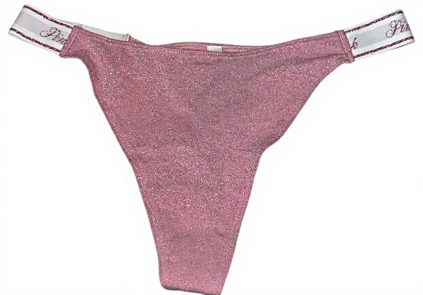 Victorias Secret Pink Cotton Shimmer Thong Panty Womens
