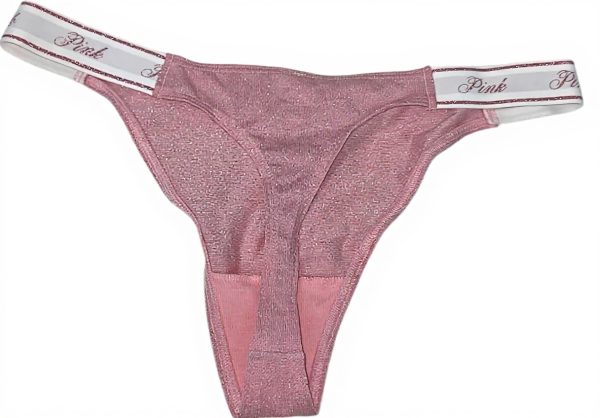 Victorias Secret Pink Cotton Shimmer Thong Panty Womens