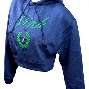 Victorias Secret Pink Cropped Fleece Hoodie Navy Blue XXL