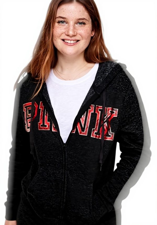 Victoria's Secret PINK Fleece Hoodie Women's Dark Grey Plaid