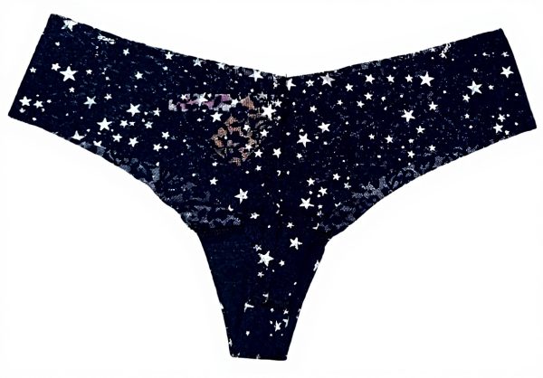 Victorias Secret Pink No Show Lace Thong Blue Stars