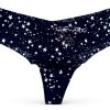 Victorias Secret Pink No Show Lace Thong Blue Stars