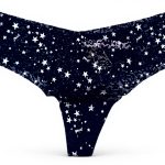 Victorias Secret Pink No Show Lace Thong Blue Stars
