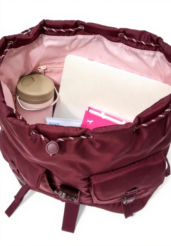 Victorias Secret Pink Nylon Cargo Backpack Maroon Women