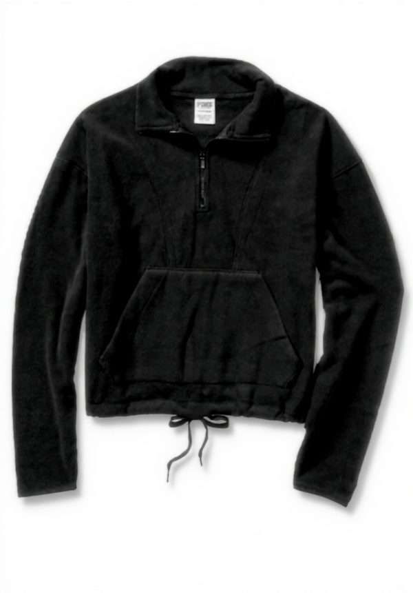 Victorias Secret Pink Polar Fleece Half Zip Red Sweater