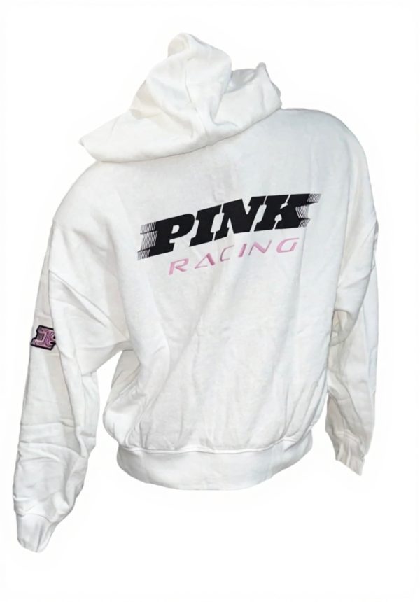 Victorias Secret Pink Fleece Hoodie White Racing Womens