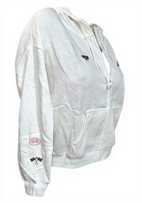 Victorias Secret Pink Fleece Hoodie White Racing Womens