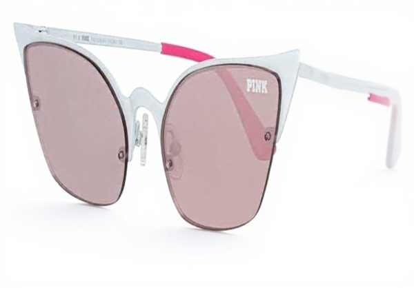 Victoria's Secret Pink Sunglasses Women White Cat Eye Metal