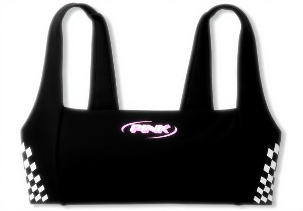 Victorias Secret Pink Sport Bra Squareneck Black Racing