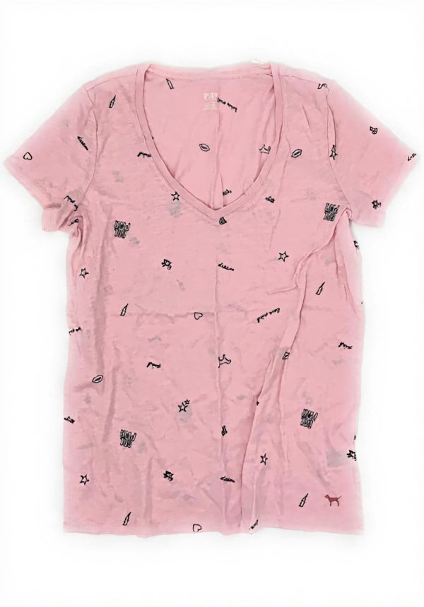 Victorias Secret Pink V-Neck Tee Shirt Womens Basic Top
