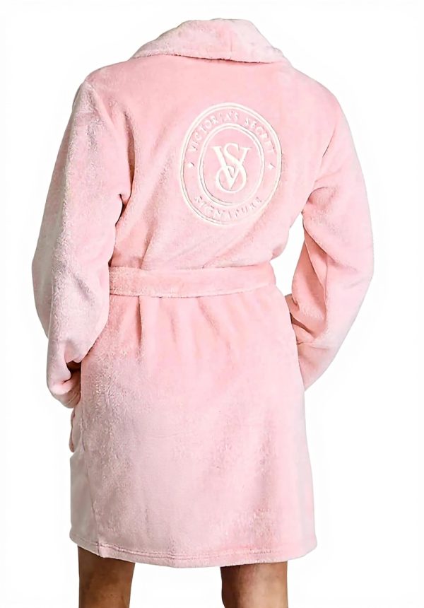 Victorias Secret Short Cozy Robe Pink Plush Comfort