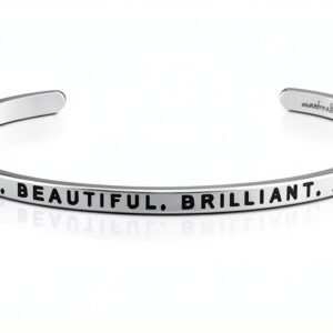 MantraBand Stainless Steel Cuff Bracelet for Women Strength-0