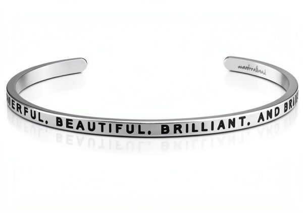 MantraBand Stainless Steel Cuff Bracelet for Women Strength-0