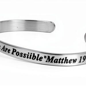 Qina C Stainless Steel MantraBand Unisex Adjustable Cuff-0