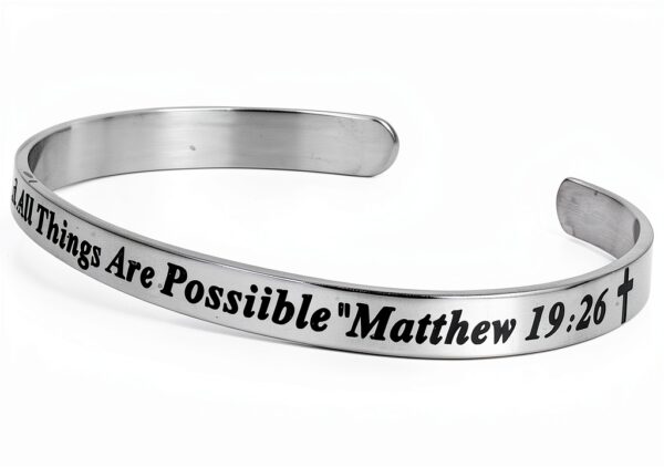 Qina C Stainless Steel MantraBand Unisex Adjustable Cuff-0