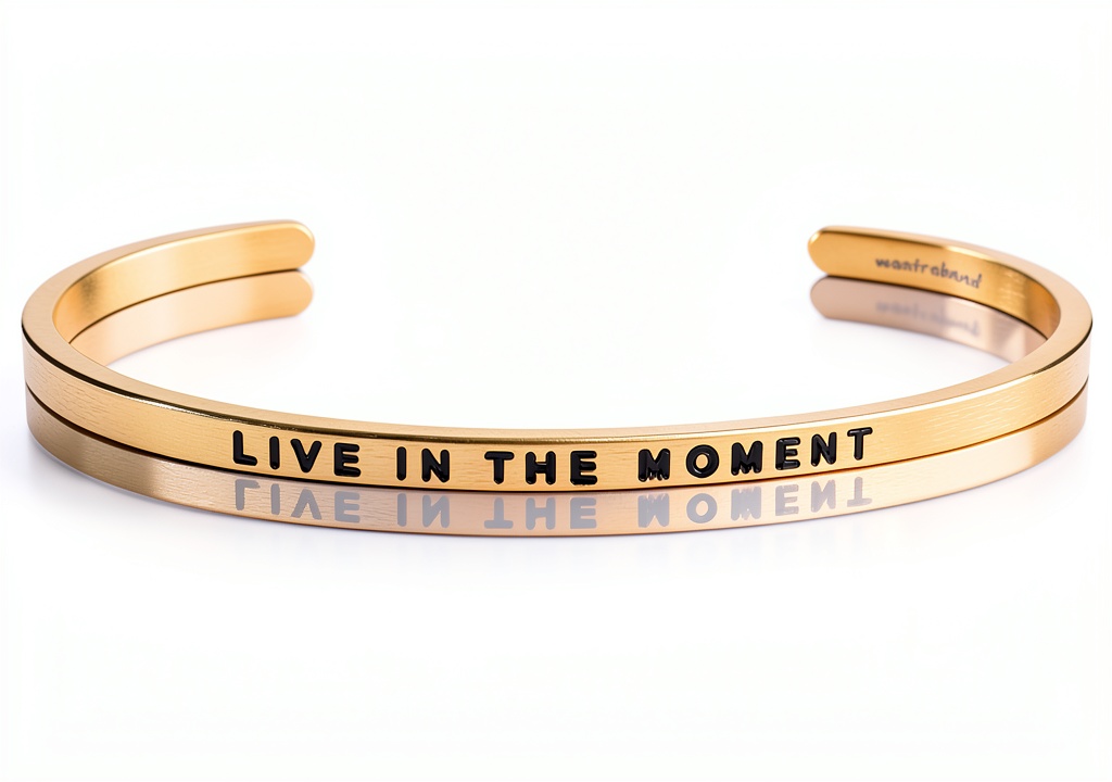 MantraBand cuff bracelet showcasing stainless steel and gold-dipped finish
