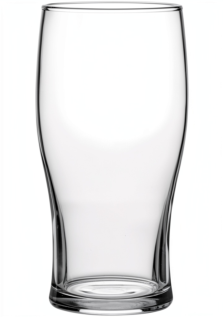 Arcoroc pint glass filled with beer on a wooden table