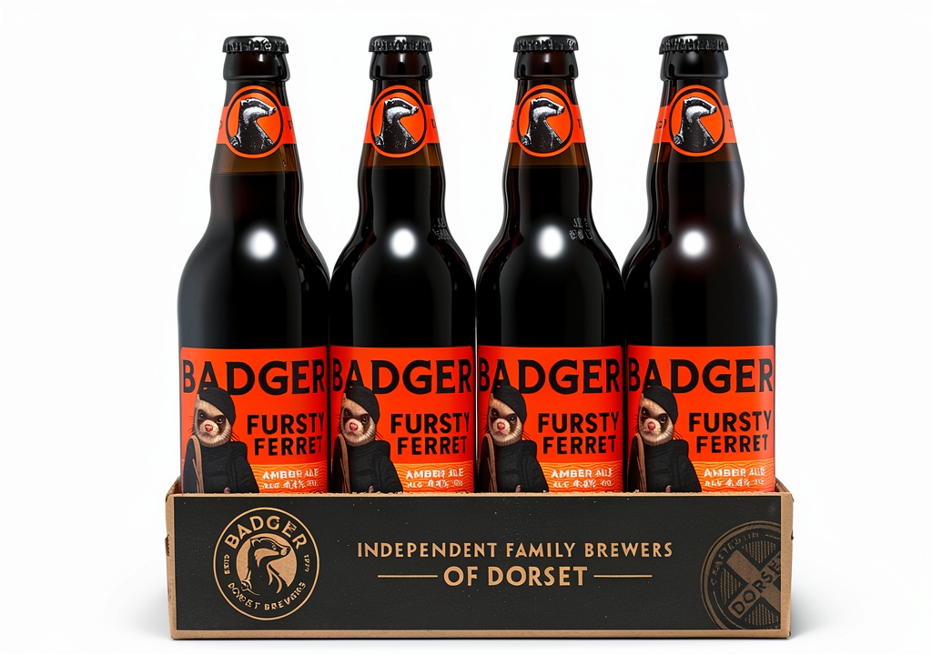 Badger Full Ale bottles displayed on a wooden table