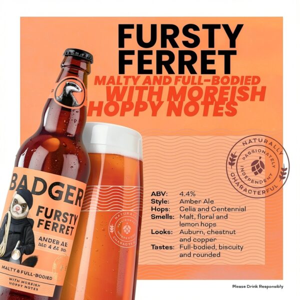 Badger Full Ale 4.4 ABV 500ml Pack Classic Bitter-1
