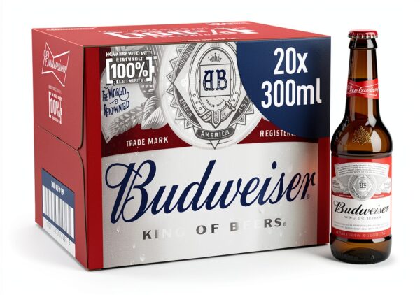 Budweiser Lager Beer 20x300ml Pack – Smooth Refreshing Full‑Body Lager-0
